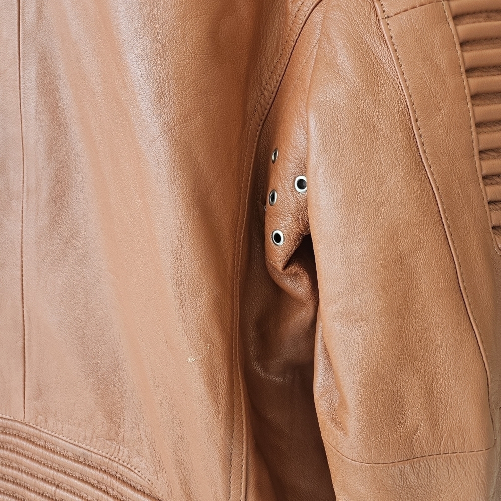 Alen Cooper-Brown Tan XL Real Leather Biker Moto Jacket For Men NWOT - Picture 9 of 13